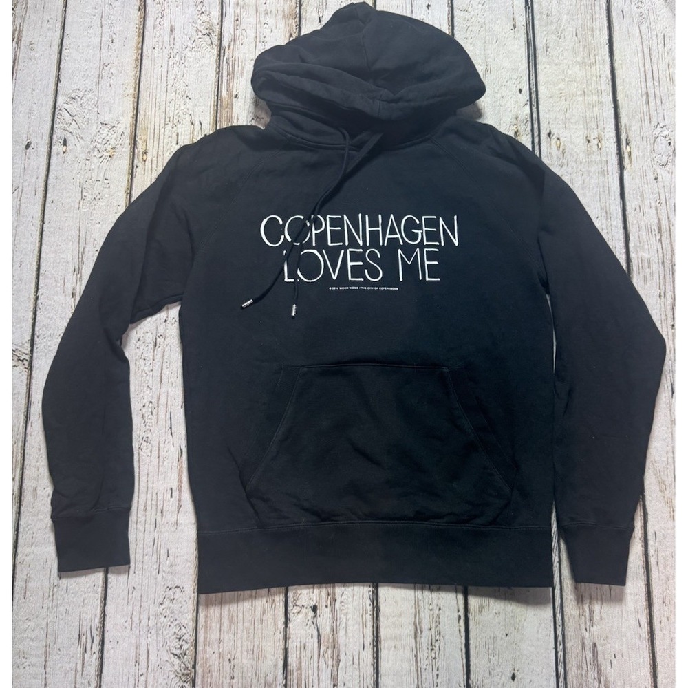 WOOD WOOD Copenhagen Loves Me Men's Hoodie Size Small 100% Organic Cotton